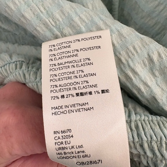 Anthropologie Rebecca Long Sleeve Smocked Waist Peasant Top Mint Green Size S - Picture 4 of 12